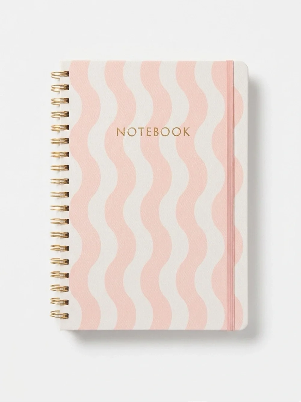 Threshold Pink Wavy Spiral Notebook Journal Gold 7x10 240 Pages NWT